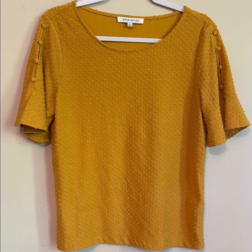 Rose & Olive Gold Boxy Buttoned Blouse